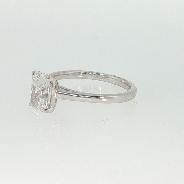 14K White Gold Cathedral Lab Grown Diamond Engagement Ring | 1.53 CT Radiant Image 3 Bradley's Jewelers Jacksonville, NC
