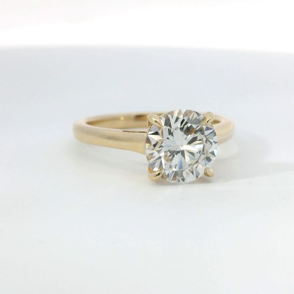 14K Yellow Gold 2.04 Ct Round Lab-Grown Diamond Cathedral Solitaire Bridal Ring Image 2 Bradley's Jewelers Jacksonville, NC