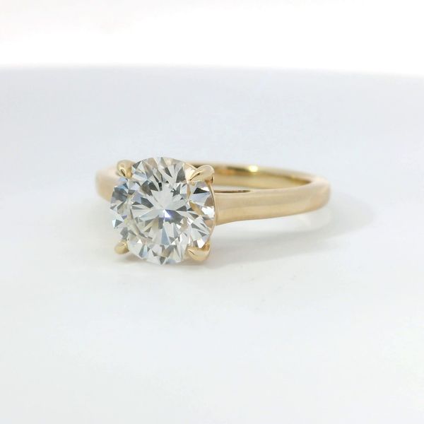 14K Yellow Gold 2.04 Ct Round Lab-Grown Diamond Cathedral Solitaire Bridal Ring Image 3 Bradley's Jewelers Jacksonville, NC