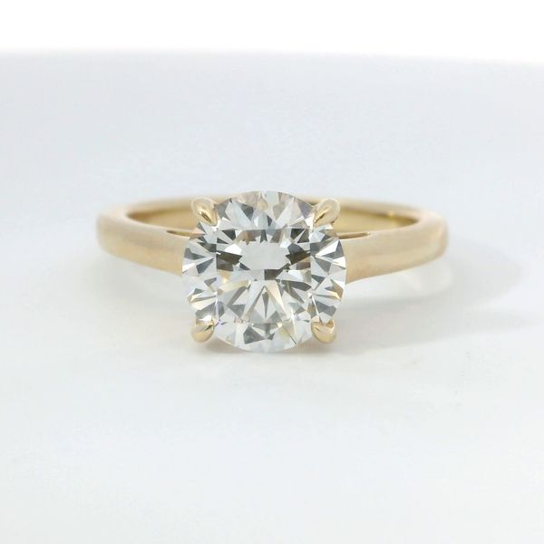 14K Yellow Gold 2.04 Ct Round Lab-Grown Diamond Cathedral Solitaire Bridal Ring Bradley's Jewelers Jacksonville, NC