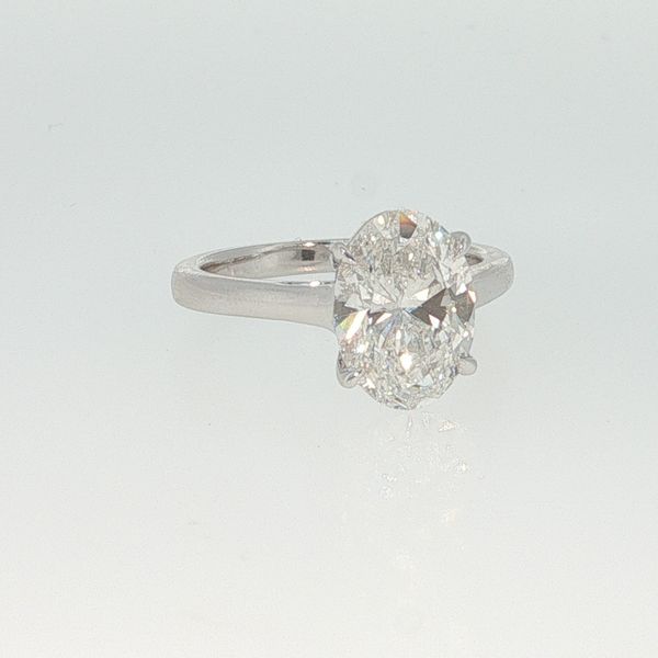 14K White Gold Cathedral Lab Grown Diamond Ring | 3.00 CT Oval Diamond Image 2 Bradley's Jewelers Jacksonville, NC