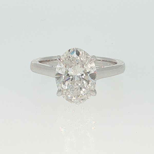 14K White Gold Cathedral Lab Grown Diamond Ring | 3.00 CT Oval Diamond Bradley's Jewelers Jacksonville, NC