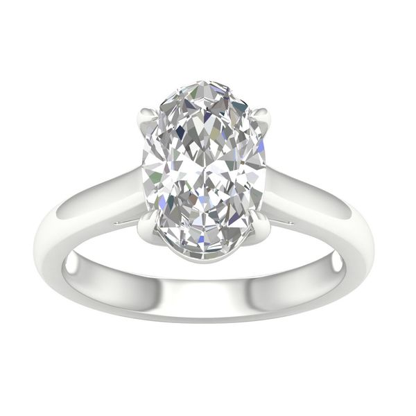 14K White Gold 3.03 Ct Oval Lab-Grown Diamond Cathedral Solitaire Engagement Ring Bradley's Jewelers Jacksonville, NC