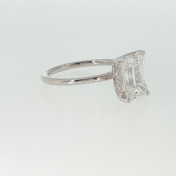 14K White Gold Hidden Halo Lab Grown Diamond Ring | 3.04 CT Emerald Diamond Image 2 Bradley's Jewelers Jacksonville, NC