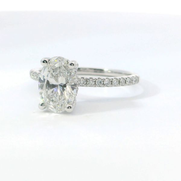 14K White Gold Hidden Halo Oval Lab Grown Diamond Engagement Ring 1.50Ct Image 3 Bradley's Jewelers Jacksonville, NC