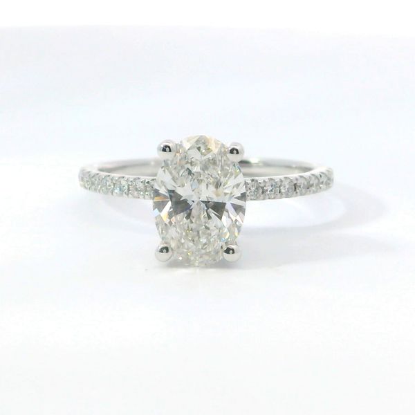 14K White Gold Hidden Halo Oval Lab Grown Diamond Engagement Ring 1.50Ct Bradley's Jewelers Jacksonville, NC