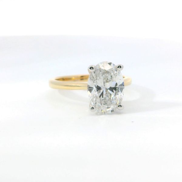 Yellow 14K Lab Grown Diamond Solitaire Ring – 3.08 Ct Oval E VVS2 Image 2 Bradley's Jewelers Jacksonville, NC