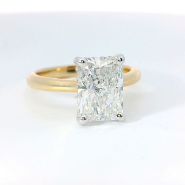 Yellow 14K Lab Grown Diamond Hidden Halo Bridal Ring – 3.02 Ct Radiant D VS1 & 0.10 Tw Round Diamonds Image 2 Bradley's Jewelers Jacksonville, NC