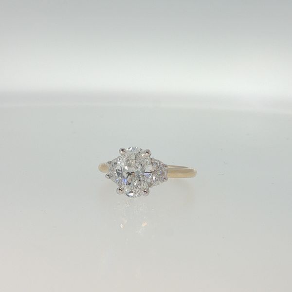 Yellow 14K Lab Grown Diamond 3-Stone Bridal Ring – 2.02 Ct Oval D VVS2 & 0.64 Tw Half Moon Diamonds Image 3 Bradley's Jewelers Jacksonville, NC