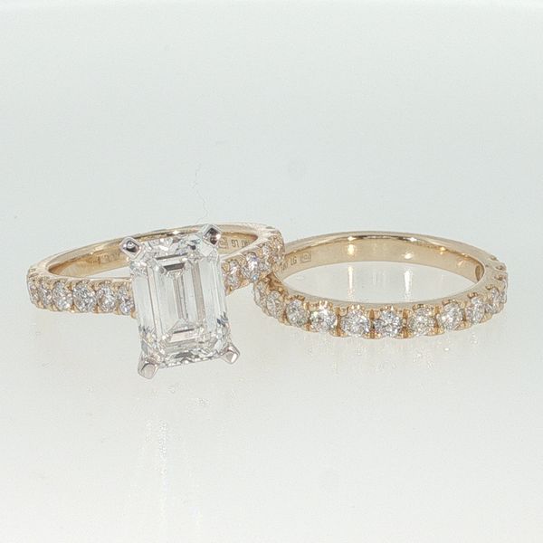 Yellow 14K Lab Grown Diamond Prong Set Bridal Ring – 3.00 Ct Radiant E VS1 & 1.37 Tw Round Diamonds Bradley's Jewelers Jacksonville, NC