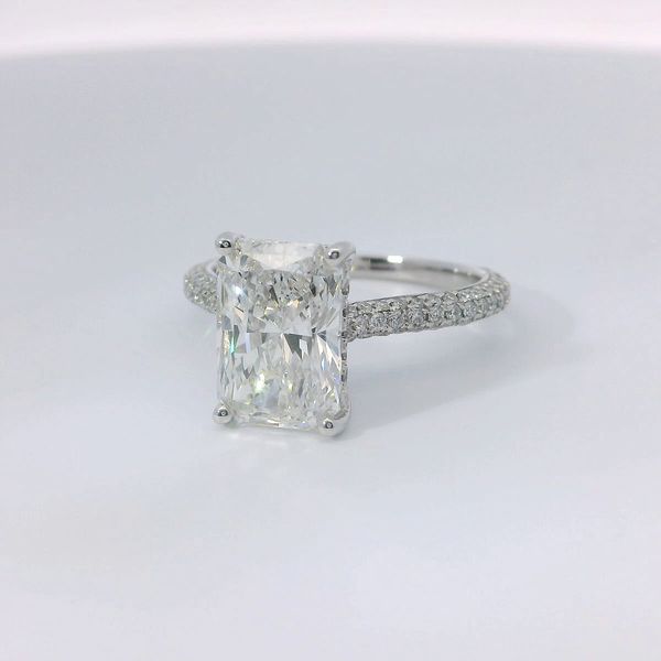 14K White Gold Hidden Halo Lab Grown Radiant Diamond Bridal Ring Image 3 Bradley's Jewelers Jacksonville, NC