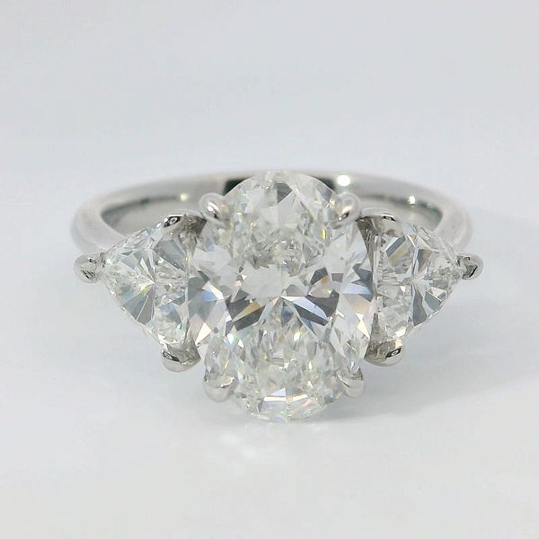 14K White Gold Lab Grown Oval Diamond Three Stone Engagement Ring | Bradley's Jewelers Jacksonville NC Bradley's Jewelers Jacksonville, NC