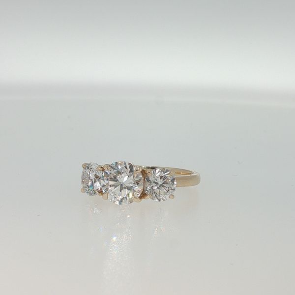 14K Yellow Gold Lab Grown Round Diamond Three Stone Engagement Ring | Bradley's Jewelers Jacksonville NC Image 3 Bradley's Jewelers Jacksonville, NC