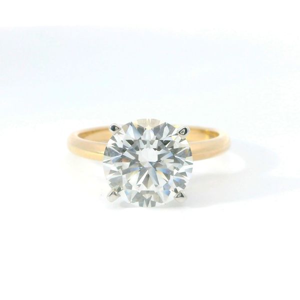 14K Yellow Gold 3.02Ct Round F VVS2 Lab Grown Diamond Solitaire Bradley's Jewelers Jacksonville, NC