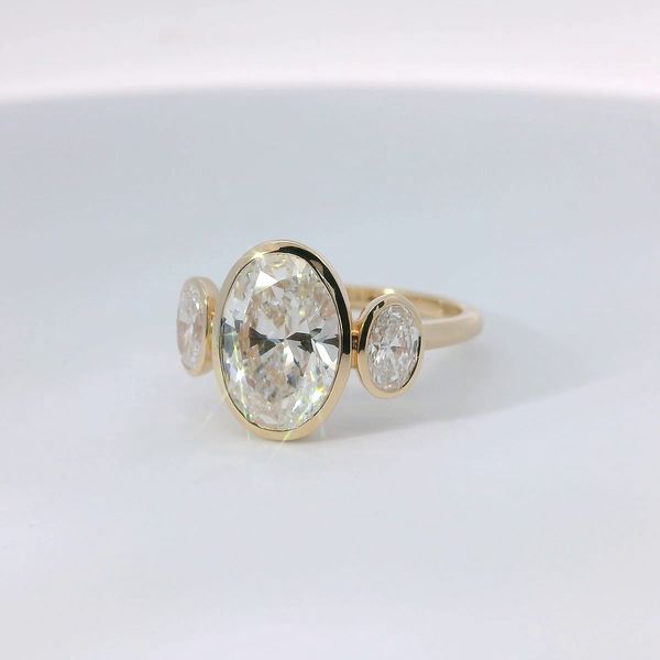 14K Yellow Gold Lab Grown Oval Diamond Bezel Set Bridal Ring Image 3 Bradley's Jewelers Jacksonville, NC