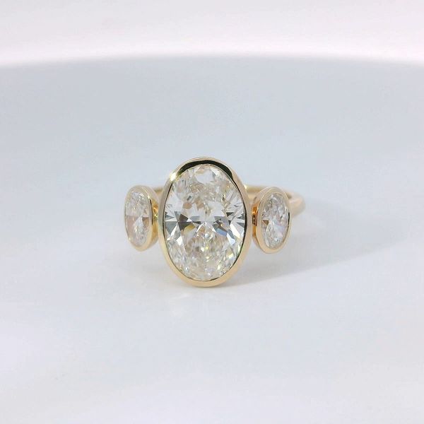 14K Yellow Gold Lab Grown Oval Diamond Bezel Set Bridal Ring Bradley's Jewelers Jacksonville, NC