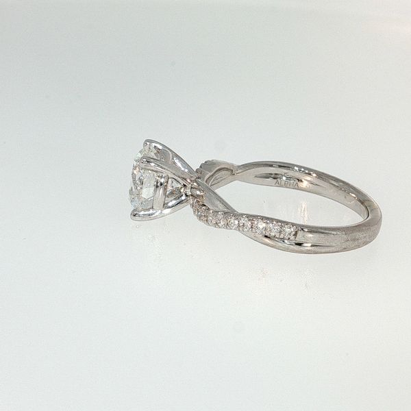 14K White Gold 2.00 Ct Round Lab Grown Diamond Twist Shank Ring Image 3 Bradley's Jewelers Jacksonville, NC