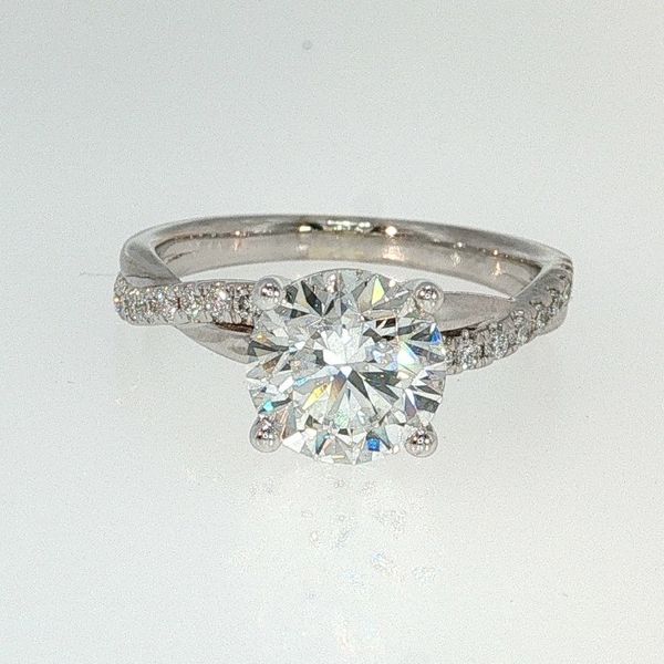 14K White Gold 2.00 Ct Round Lab Grown Diamond Twist Shank Ring Bradley's Jewelers Jacksonville, NC