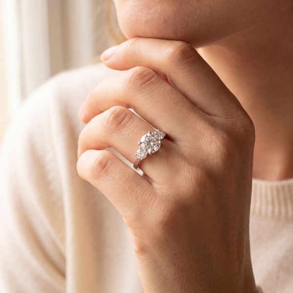 14K White Gold 2.05 Ct Round 3 Stone Lab Grown Diamond Bridal Ring Image 4 Bradley's Jewelers Jacksonville, NC