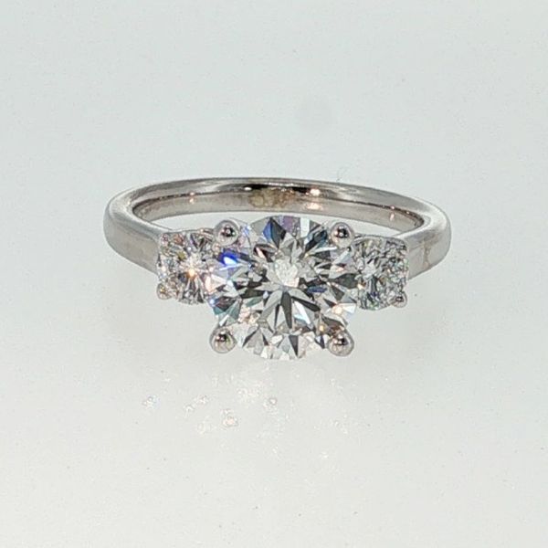 14K White Gold 2.05 Ct Round 3 Stone Lab Grown Diamond Bridal Ring Bradley's Jewelers Jacksonville, NC