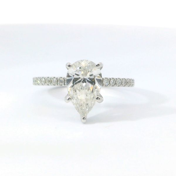 14K White Gold Hidden Halo Oval Lab Grown Diamond Ring 1.98Ct F VS2 Bradley's Jewelers Jacksonville, NC