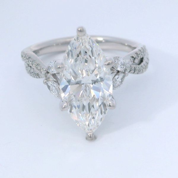 14K White Gold Laboratory Grown Diamond Bridal With One = 3.10Ct Marquise F Vs1 Diamond And 36 = 0.375Twt Various Shapes Diamonds Bradley's Jewelers Jacksonville, NC