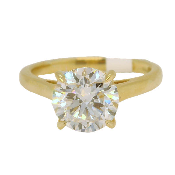Lab Grown Diamond Cathedral Solitaire Ring 14K Yellow Gold – 2.03 Ct Round F VS2 Bradley's Jewelers Jacksonville, NC