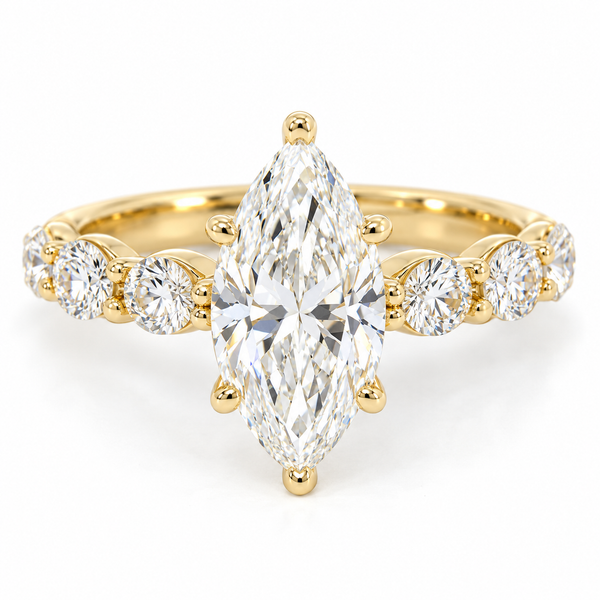14K Yellow Gold 2.07 Ct Marquise Lab-Grown Diamond Bridal Ring with Pear Side Diamonds Bradley's Jewelers Jacksonville, NC