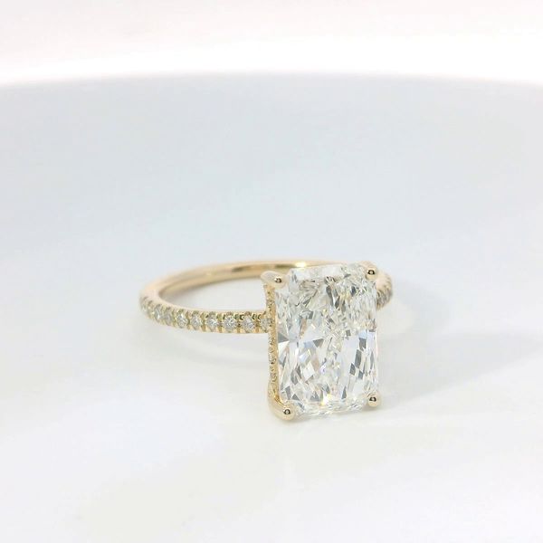 14K Yellow Gold Hidden Halo Lab Grown Radiant Diamond Bridal Ring Image 2 Bradley's Jewelers Jacksonville, NC
