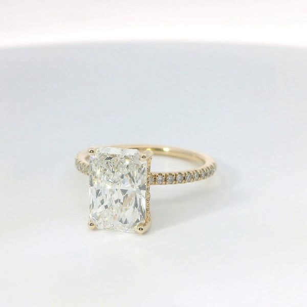14K Yellow Gold Hidden Halo Lab Grown Radiant Diamond Bridal Ring Image 3 Bradley's Jewelers Jacksonville, NC