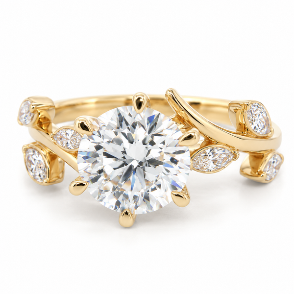 14K Yellow Gold Lab-Grown Diamond Vine Accent Bridal Ring with 2.30 Ctw Diamonds Bradley's Jewelers Jacksonville, NC