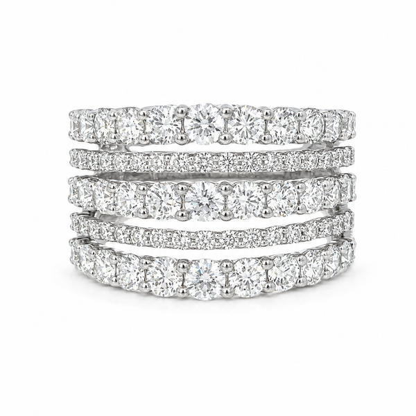 White 14K Gold Lab Grown Diamond Fashion Ring 3.00Ctw Contemporary 77 Round Diamonds Bradley's Jewelers Jacksonville, NC