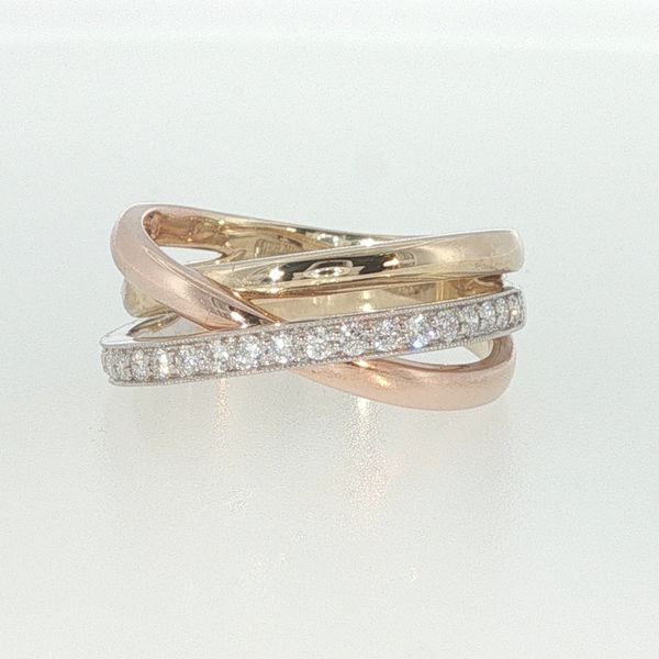 14K Tri-Tone Lab-Grown Diamond Fashion Ring (0.29 CTW) Image 3 Bradley's Jewelers Jacksonville, NC