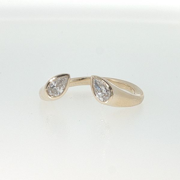 Yellow 14K Gold Bezel Set Lab Grown Pear Diamond Open End Fashion Ring Image 2 Bradley's Jewelers Jacksonville, NC