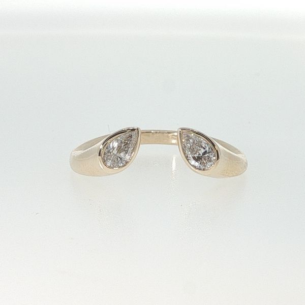 Yellow 14K Gold Bezel Set Lab Grown Pear Diamond Open End Fashion Ring Image 3 Bradley's Jewelers Jacksonville, NC