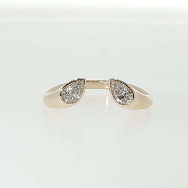 Yellow 14K Gold Bezel Set Lab Grown Pear Diamond Open End Fashion Ring Image 4 Bradley's Jewelers Jacksonville, NC