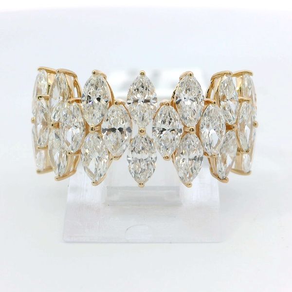 14K Yellow Gold 3.00 CTW Lab Grown Marquise Diamond Triple Row Fashion Ring Bradley's Jewelers Jacksonville, NC