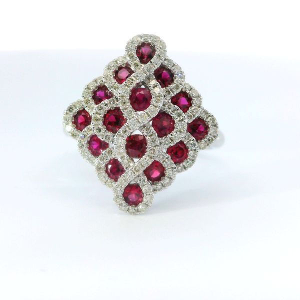 14K White Gold Ruby and Diamond Fashion Ring 1.76CTW Image 2 Bradley's Jewelers Jacksonville, NC