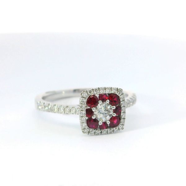 18K White Gold Ruby and Diamond Fashion Ring .72CTW Image 2 Bradley's Jewelers Jacksonville, NC