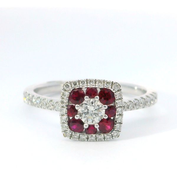 18K White Gold Ruby and Diamond Fashion Ring .72CTW Bradley's Jewelers Jacksonville, NC