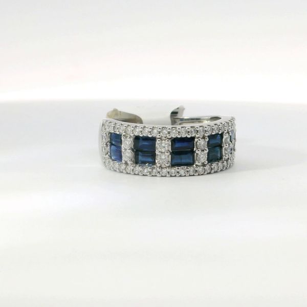 14K White Gold Sapphire & Diamond Band Style Ring Image 2 Bradley's Jewelers Jacksonville, NC