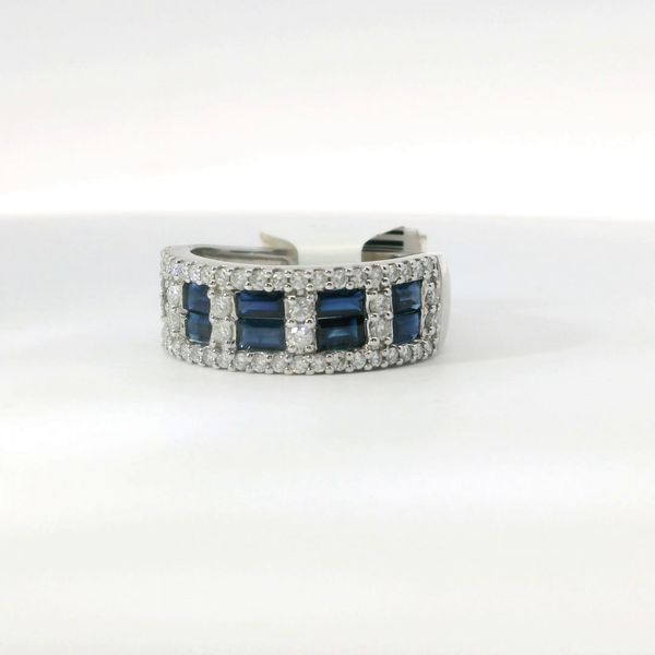 14K White Gold Sapphire & Diamond Band Style Ring Image 3 Bradley's Jewelers Jacksonville, NC