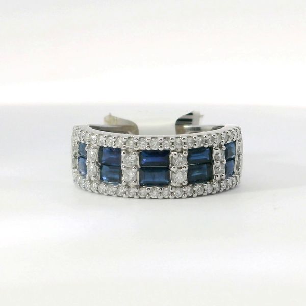 14K White Gold Sapphire & Diamond Band Style Ring Bradley's Jewelers Jacksonville, NC