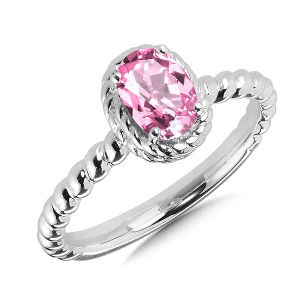 Sterling Silver Created Pink Sapphire Birthstone Fashion Ring Bradley's Jewelers Jacksonville, NC