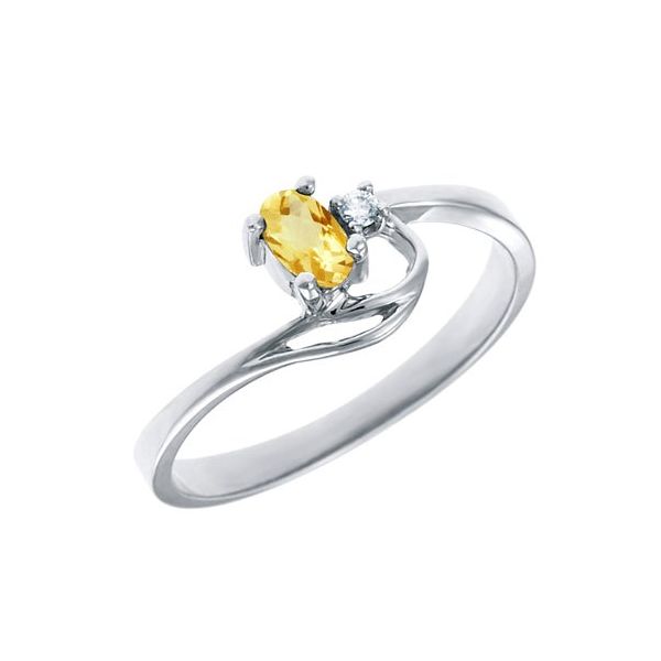 10K White Gold Citrine & Diamond Birthstone Fashion Ring Bradley's Jewelers Jacksonville, NC