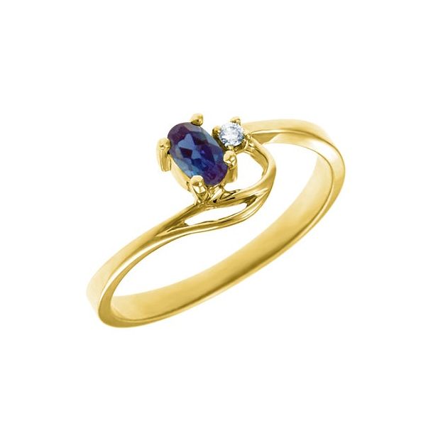 10K Yellow Gold Created Alexandrite & Diamond Birthstone Ring Bradley's Jewelers Jacksonville, NC
