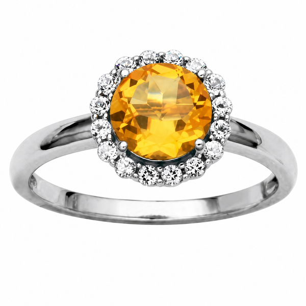 Samuel B Sterling Silver Citrine & White Topaz Ring – 7mm Round Bradley's Jewelers Jacksonville, NC