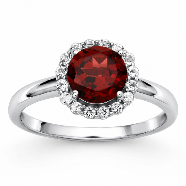 Samuel B Sterling Silver Garnet & White Topaz Ring – 7mm Round Bradley's Jewelers Jacksonville, NC