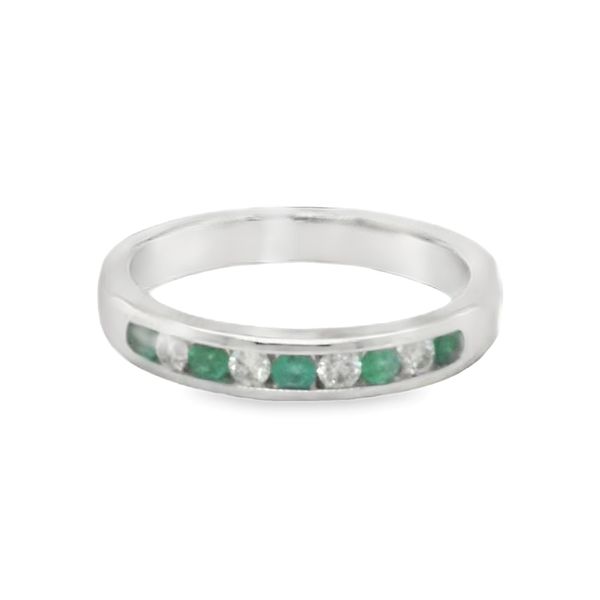 14K White Gold Emerald & Diamond Fashion Ring | 0.16 TW Emeralds Bradley's Jewelers Jacksonville, NC