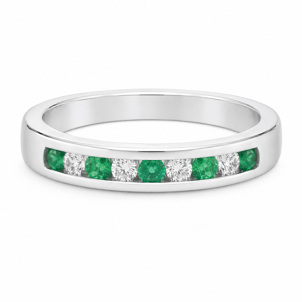 14K White Gold Emerald & Diamond Fashion Ring | 0.16 TW Emeralds Bradley's Jewelers Jacksonville, NC